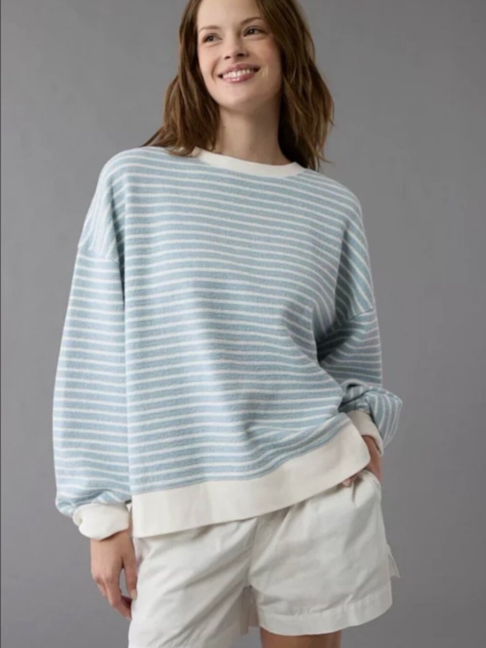 American Eagle Striped Crewneck Sweater